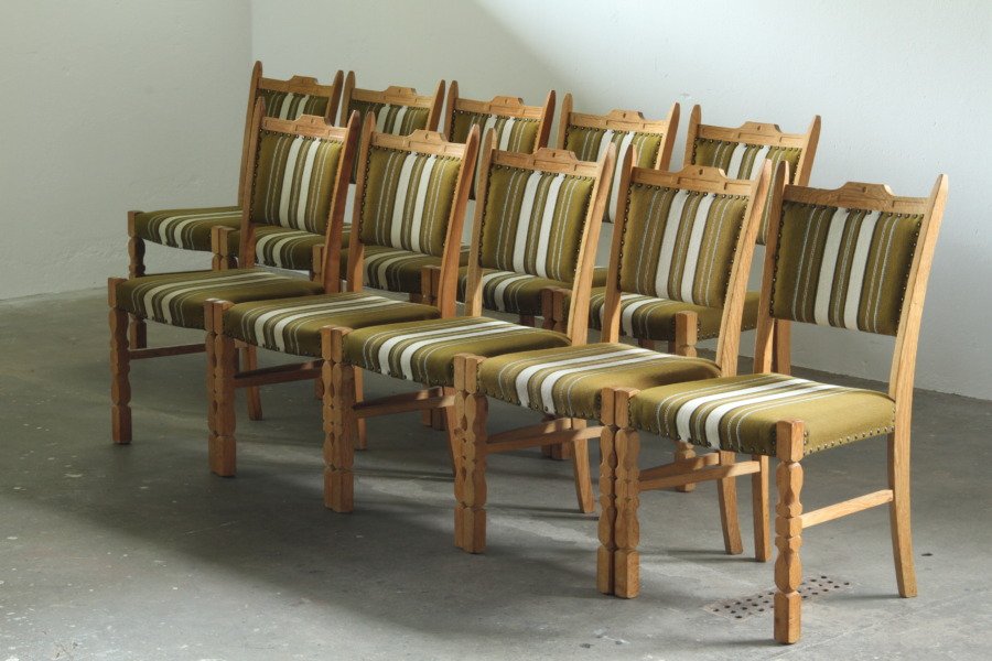 Set of 10 Danish Mid-Century Modern Oak Dining Chairs, 1960s