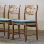 6 Vintage Danish Brutalist Oak Razorblade Dining Chairs, H. Kjærnulf style 1960s