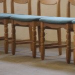 6 Vintage Danish Brutalist Oak Razorblade Dining Chairs, H. Kjærnulf style 1960s