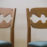 6 Vintage Danish Brutalist Oak Razorblade Dining Chairs, H. Kjærnulf style 1960s