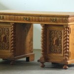 Handcrafted 1960s Danish Oak Desk, Deep Patina, Sculptural Mid-Century design