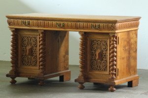 Handcrafted 1960s Danish Oak Desk, Deep Patina, Sculptural Mid-Century design