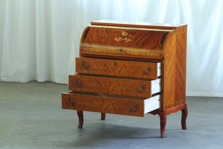 Vintage Edmund Jørgensen mid-20th century Secretary Marquetry Cylinder desk