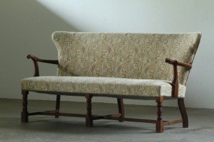 Vintage Danish Art Deco Cabinet Maker Sofa in Oak – 1940s Made In Denmark