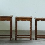 Vintage Danish Oak Nesting Tables with Ceramic Tile Tops, 1970s Set of Three
