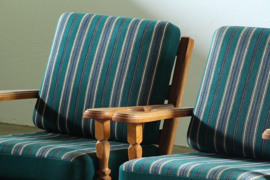 Vintage 1960s Danish Low Back Lounge Chairs in Light Oak, Henning Kjærnulf style