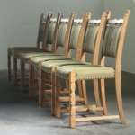 Vintage set of 6 Brutalist Oak Dining Chairs