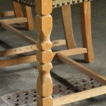 Vintage set of 6 Brutalist Oak Dining Chairs