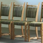 Vintage set of 6 Brutalist Oak Dining Chairs