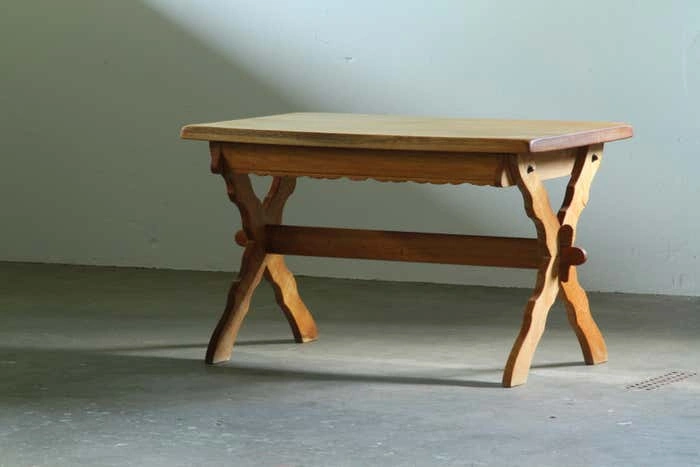 Vintage Small Solid Oak Writing Desk/kitchen Table, Denmark – 1960s