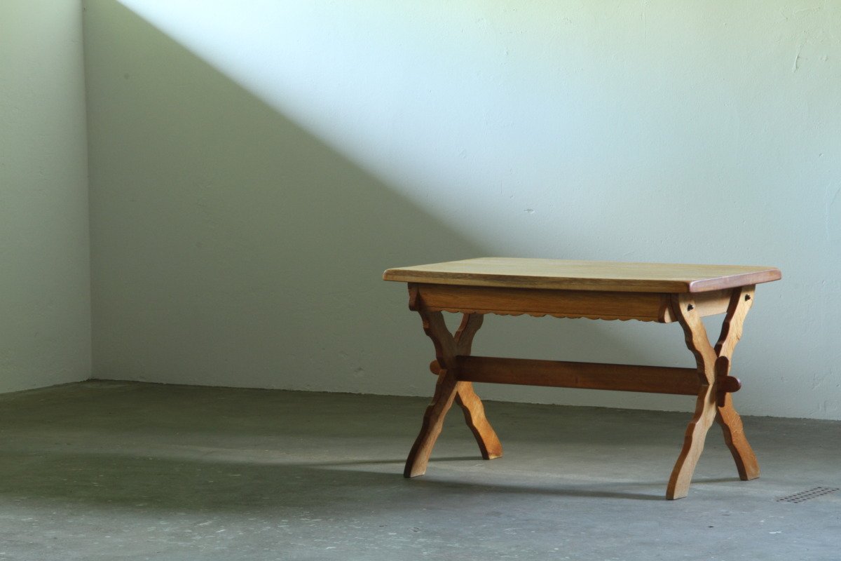 Vintage Small Solid Oak Writing Desk/kitchen Table, Denmark – 1960s