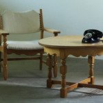 Vintage Small Brutalist Solid Oak Coffee Table Style of Henning Kjærnulf, 1960s