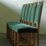 Vintage set of Four Brutalist Oak Dining Chairs, Green Velvet, Denmark, 1960s
