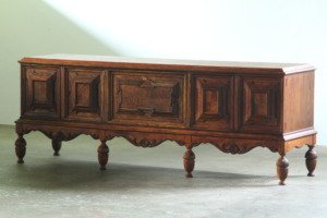 Vintage Large Danish Dark Stained Oak Brutalist/Romantic Sideboard