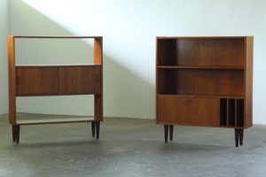 Vintage Pair of Slim Danish Mid-Century Teak Bookcases – 1960s