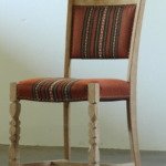Set of Four Vintage Scandinavian Oak Dining Chairs with Original Patterned Uphol