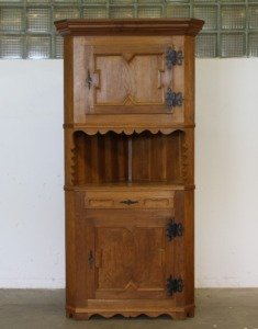 1960s Corner Cabinet in Solid Oak brutalist style of Kjærnulf, Danish Modern