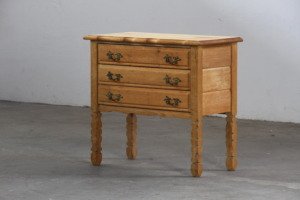 Vintage 1960s Danish three-drawer Oak Side Table, Henning Kjærnulf style
