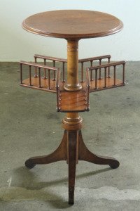 Antique 1870s Late Victorian Walnut Parlor Table with Canterbury Magazine