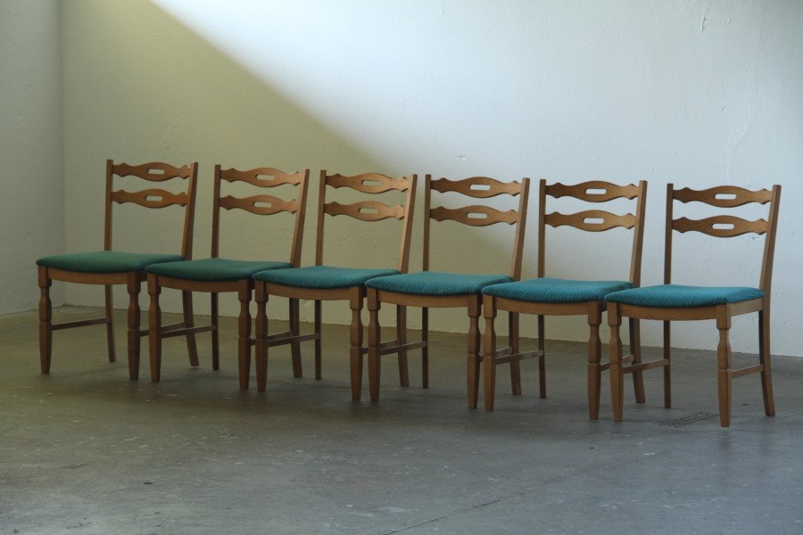 Vintage 1960s Danish Brutalist Solid Oak Dining Chair, Style of Henning Kjærnulf