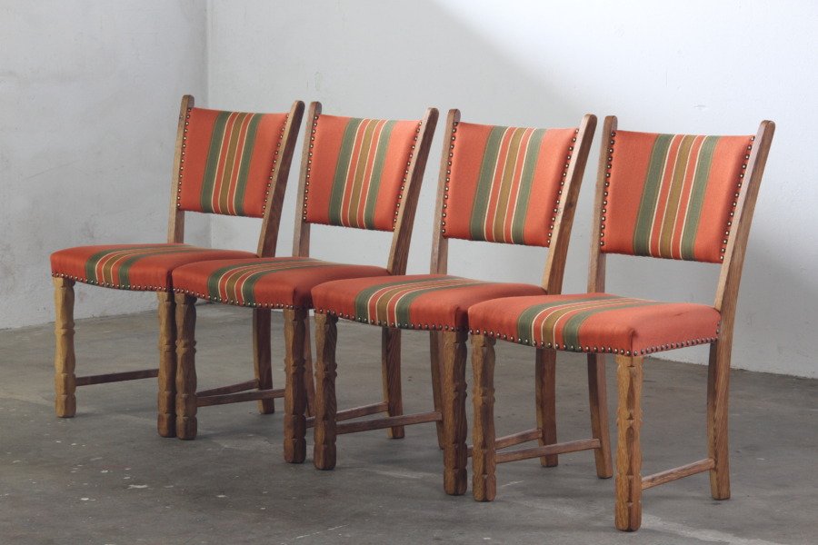 Set of 4 Vintage Danish Oak Dining Chairs, Henning Kjærnulf Style, 1960s