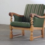 Vintage Solid Oak Danish Brutalist Lounge Chair, Henning Kjærnulf style, 1960s