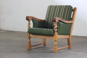 Vintage Solid Oak Danish Brutalist Lounge Chair, Henning Kjærnulf style, 1960s