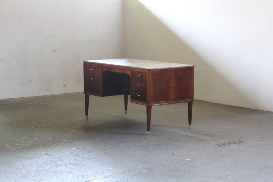 Vintage Art Deco Mahogany Writing Desk, Danish Mid-Century Modern, 1950s