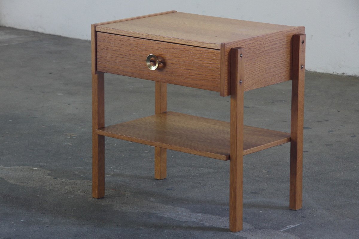 Vintage Danish 1970s mid-century Oak Bedside Table Night stand