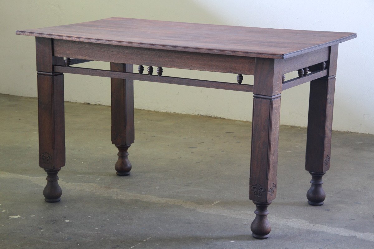 Vintage Danish Solid Oak Farmhouse Table, early 20th century