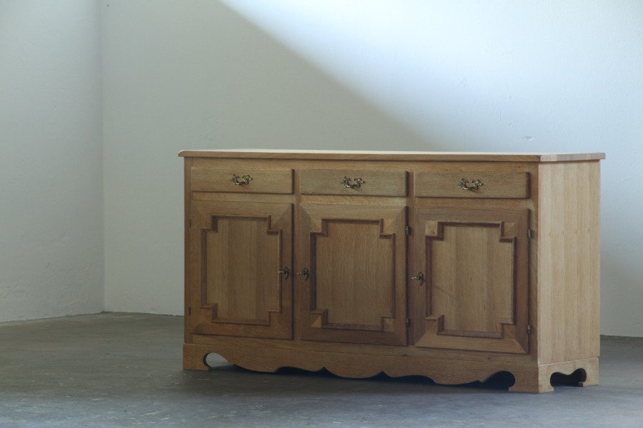 Vintage Low Sideboard Cabinet, Denmark 1960s Mid-century Modern, Kjærnulf Style