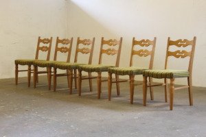 Vintage 1960s Brualist Danish Modern Oak Dining Chairs style of Henning Kjærnulf