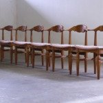 Vintage 60s Set of 6 Solid Oak Danish Design Dining Room Chairs, Kjærnulf style