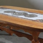 Vintage Danish Brutalist Oak & Tile Coffee Table style of Henning Kjærnulf, 60s