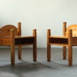 Pair of Vintage Chunky Solid Pine Bedside tables, Denmark, 1970s