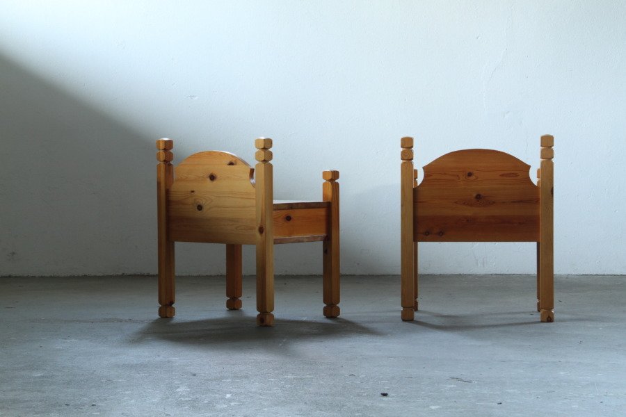 Pair of Vintage Chunky Solid Pine Bedside tables, Denmark, 1970s