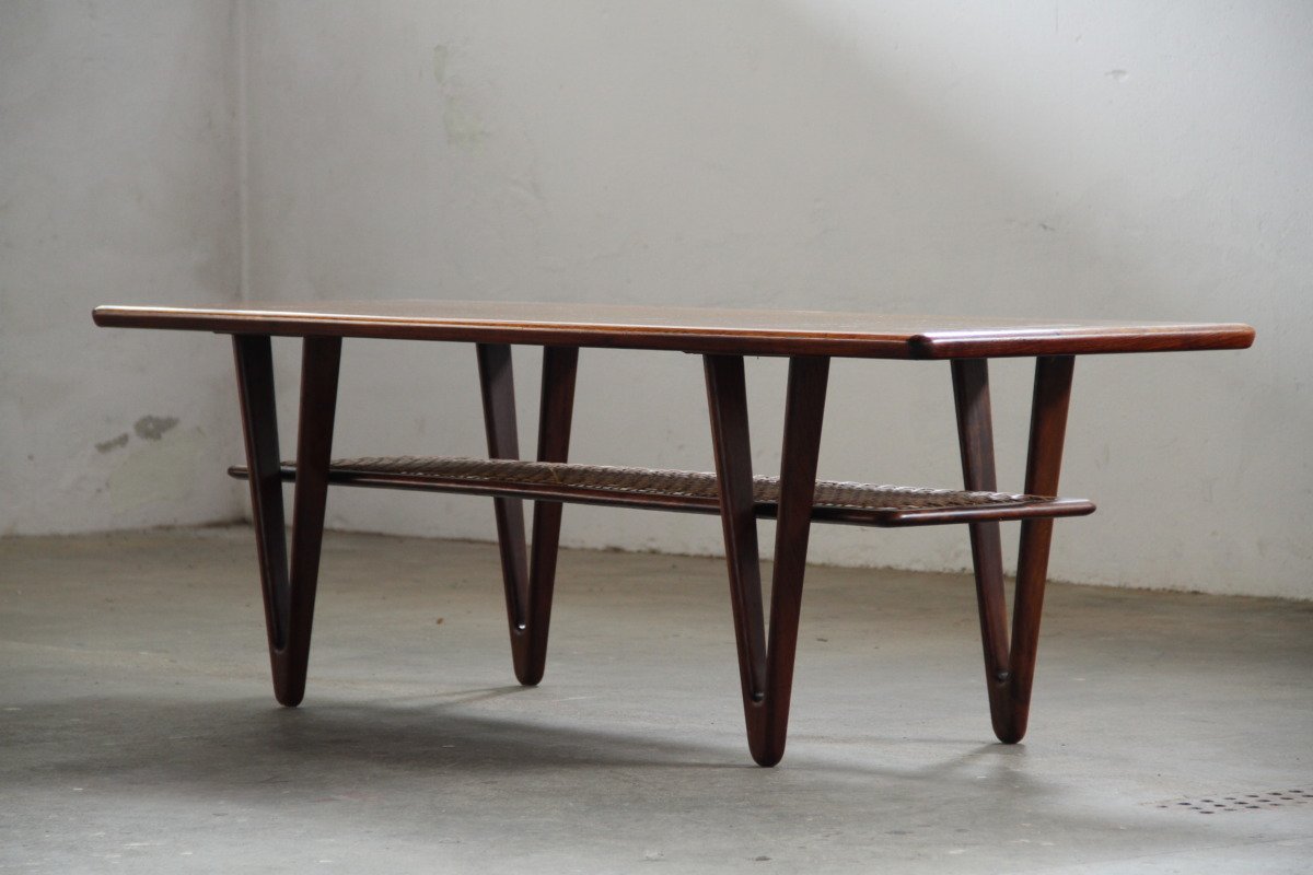 Vintage coffee table, Danish Design with V-Shaped Legs, Kurt Østervig 1950s