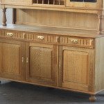 Vintage 1970s Danish Brutalist Light Oak Dining Cabinet, Henning Kjærnulf style