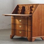 Vintage 1960s Oak Fold Down Secretary Bureau in style of Kjærnulf