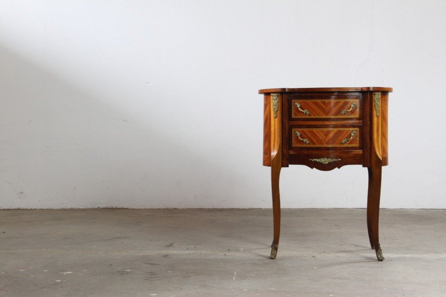 Vintage French Louis XV Style Kidney-Form Side Table with Gilt Bronze Mounts