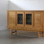 Vintage 1960s Danish Oak Sideboard with Glass Window Panels, Kjaernulf style