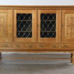 Vintage 1960s Danish Oak Sideboard with Glass Window Panels, Kjaernulf style